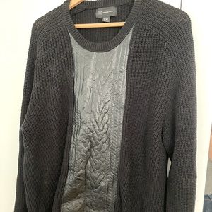 Men’s black & leather look sweater size XXL